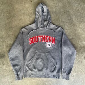 RARE VINTAGE 2000s UNIVERSITY OF SOUTHERN GREY RED STITCHED HOODIE